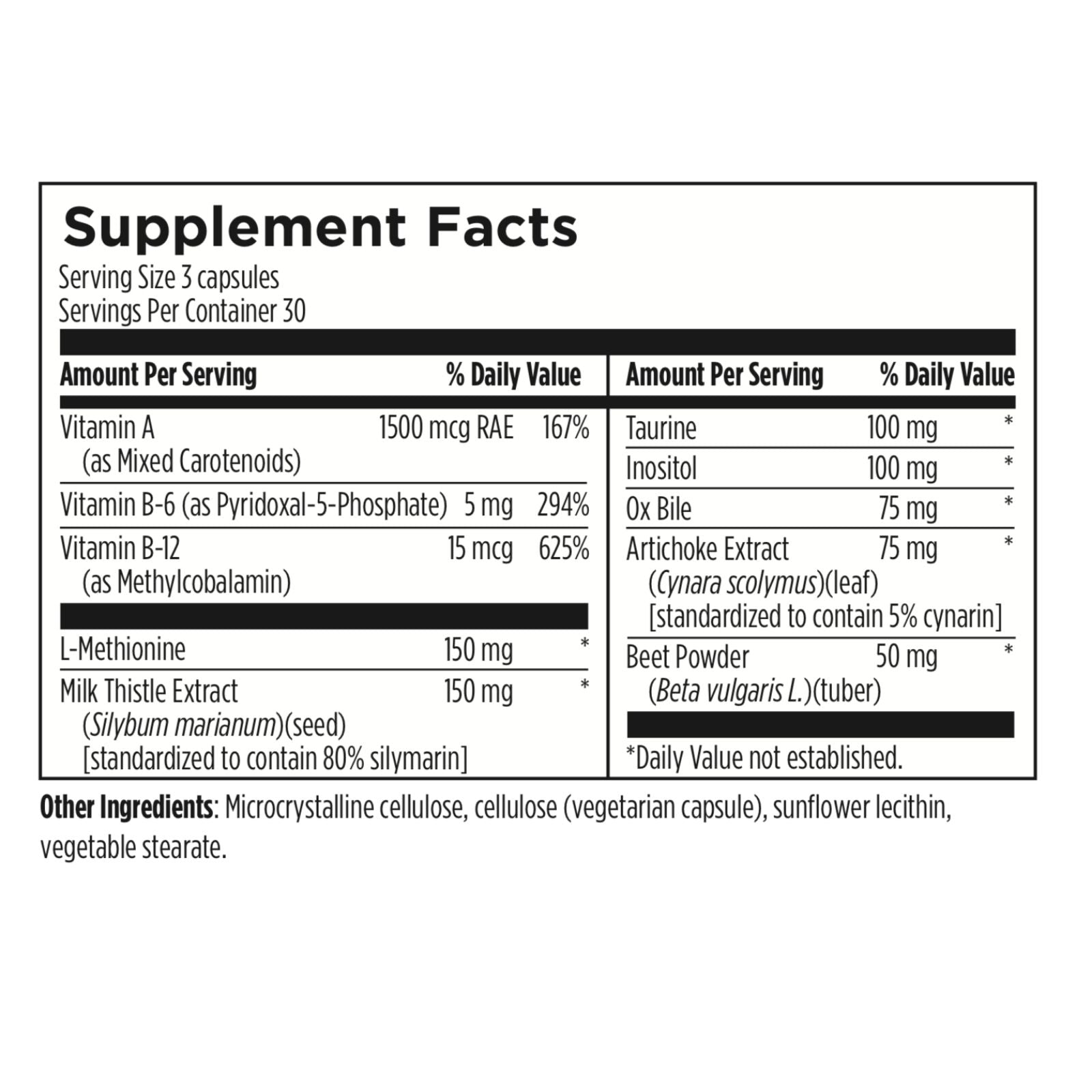 Bile Movers Supp Facts