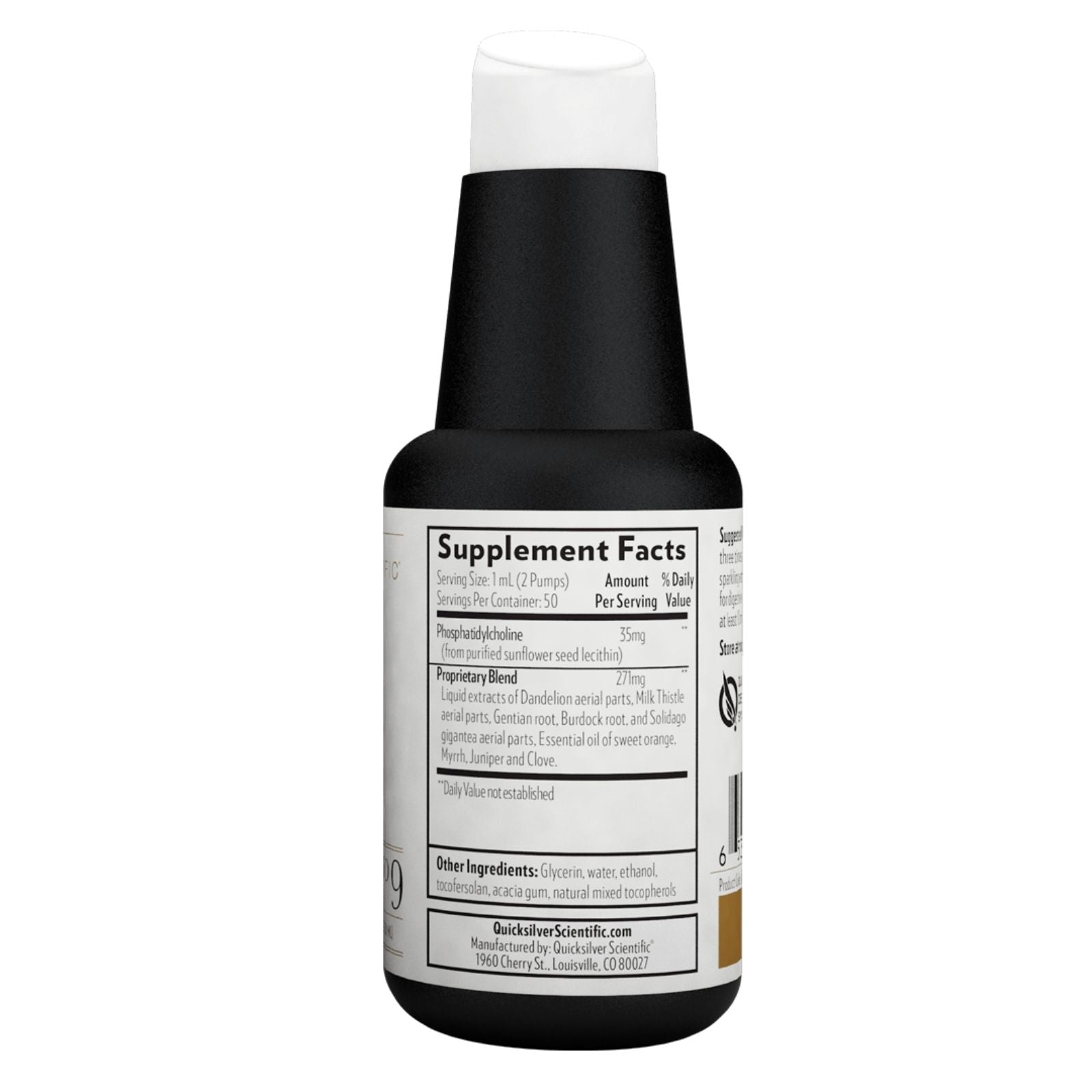 Bottle with supplement facts label on a white background