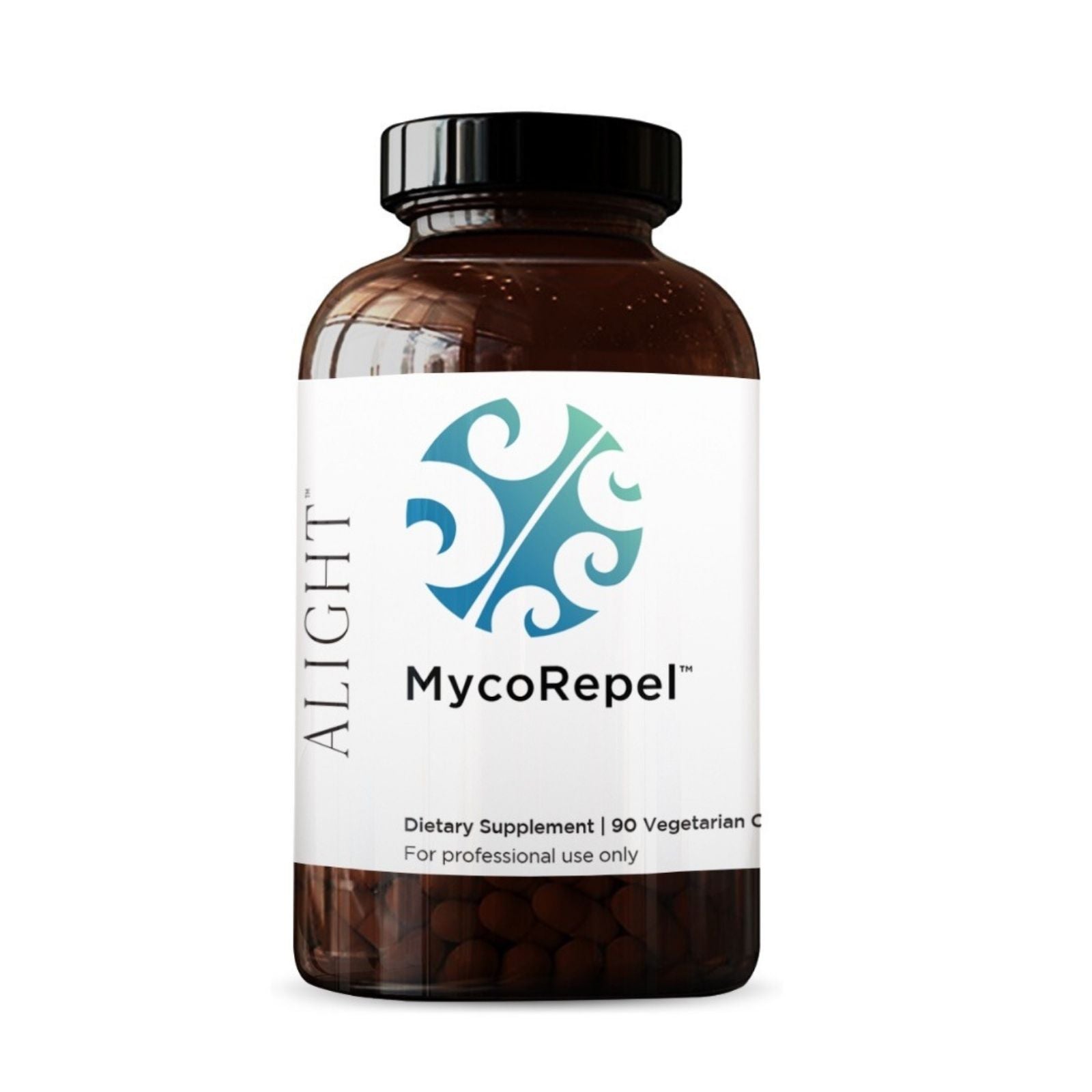 Mycorepel dietary supplement bottle with label on a white background