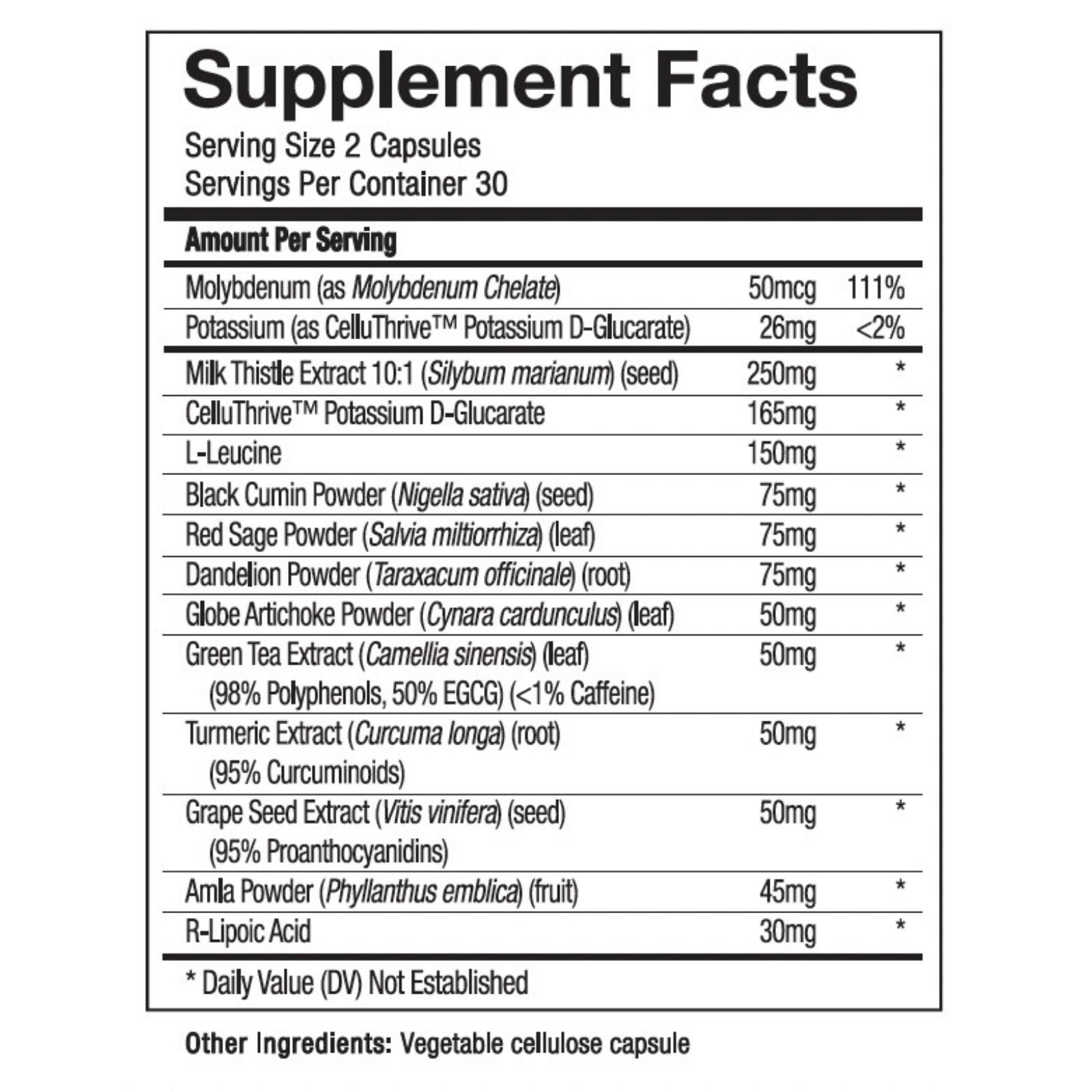 MycoXpel Supplement facts label with various nutrients listed