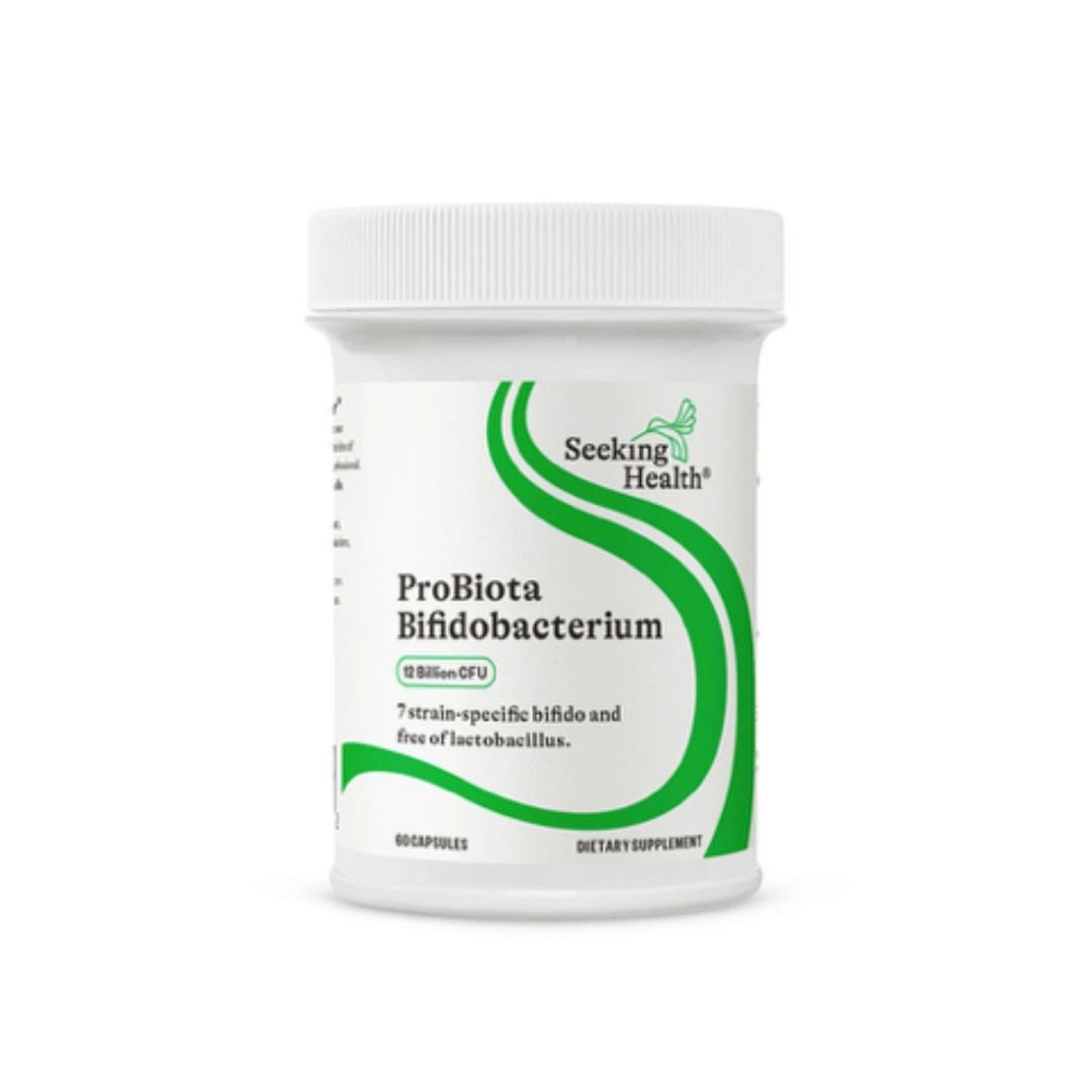 Supplement container labeled 'ProBiota Bifidobacterium' by Seeking Health on a white background