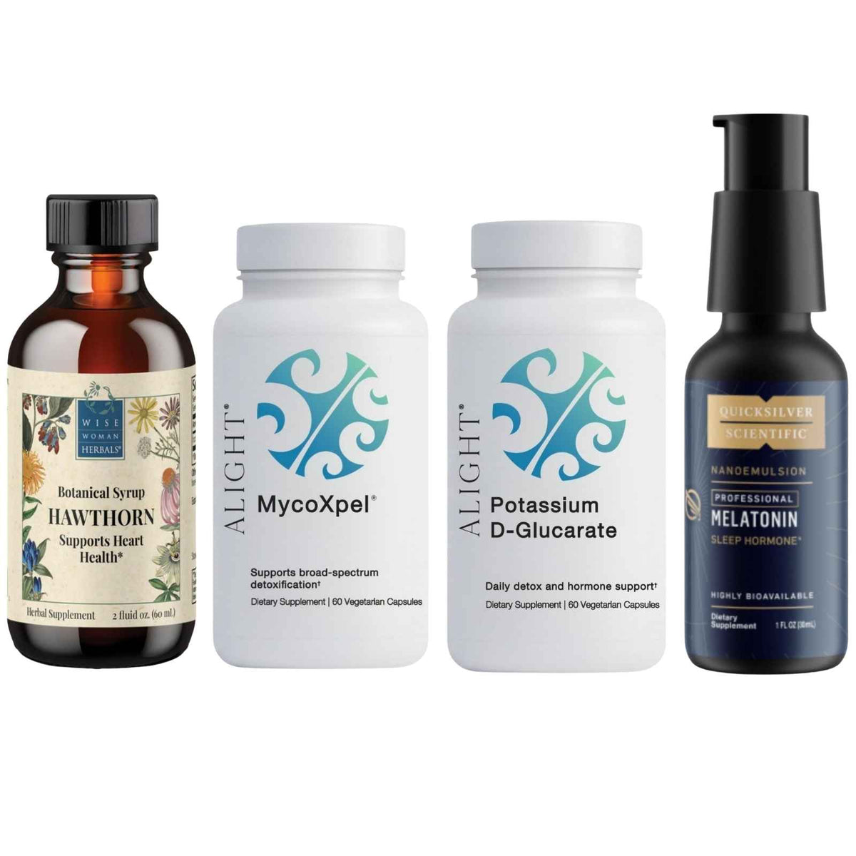 Collection of dietary supplement bottles on a white background