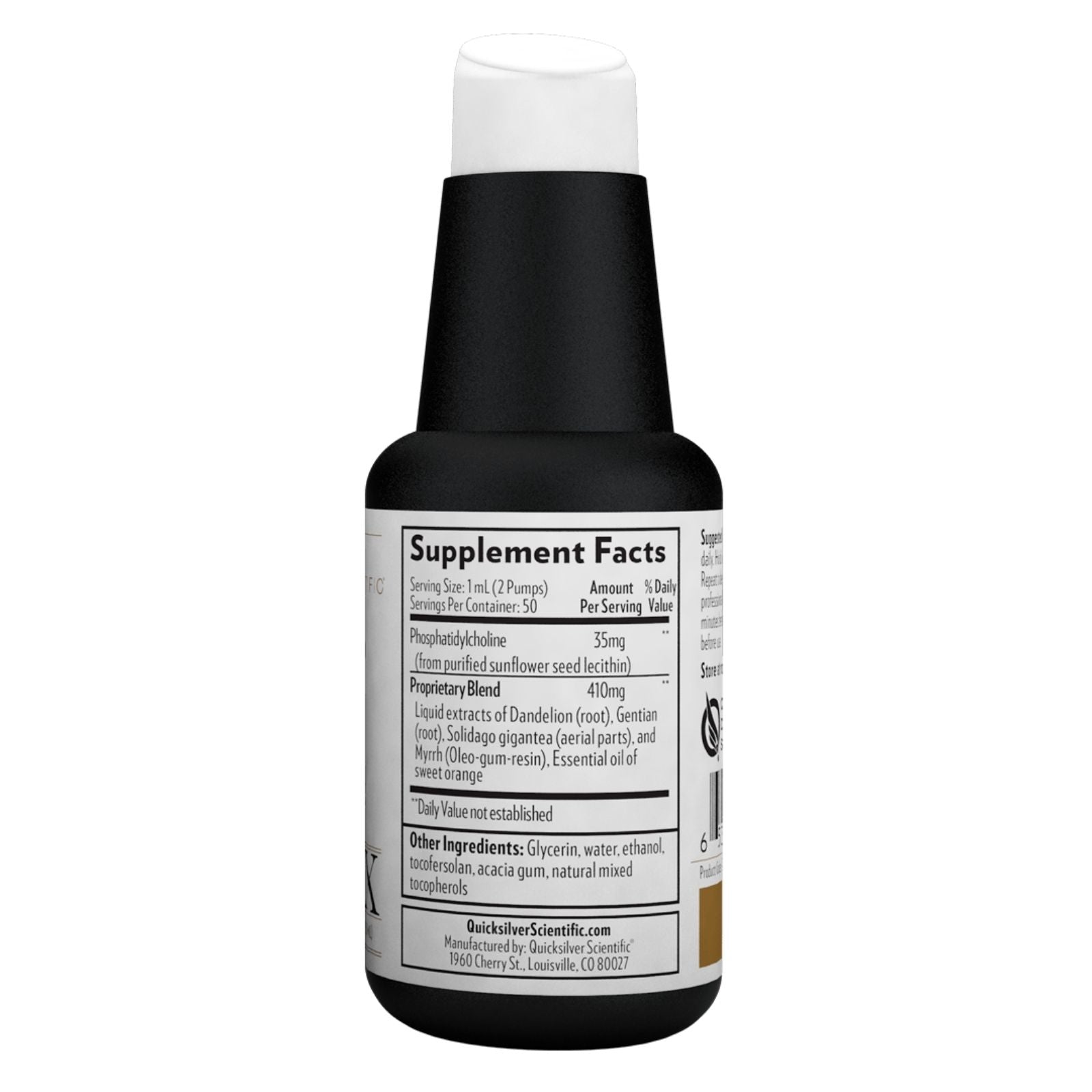 Supplement bottle with supplement facts label on a black background