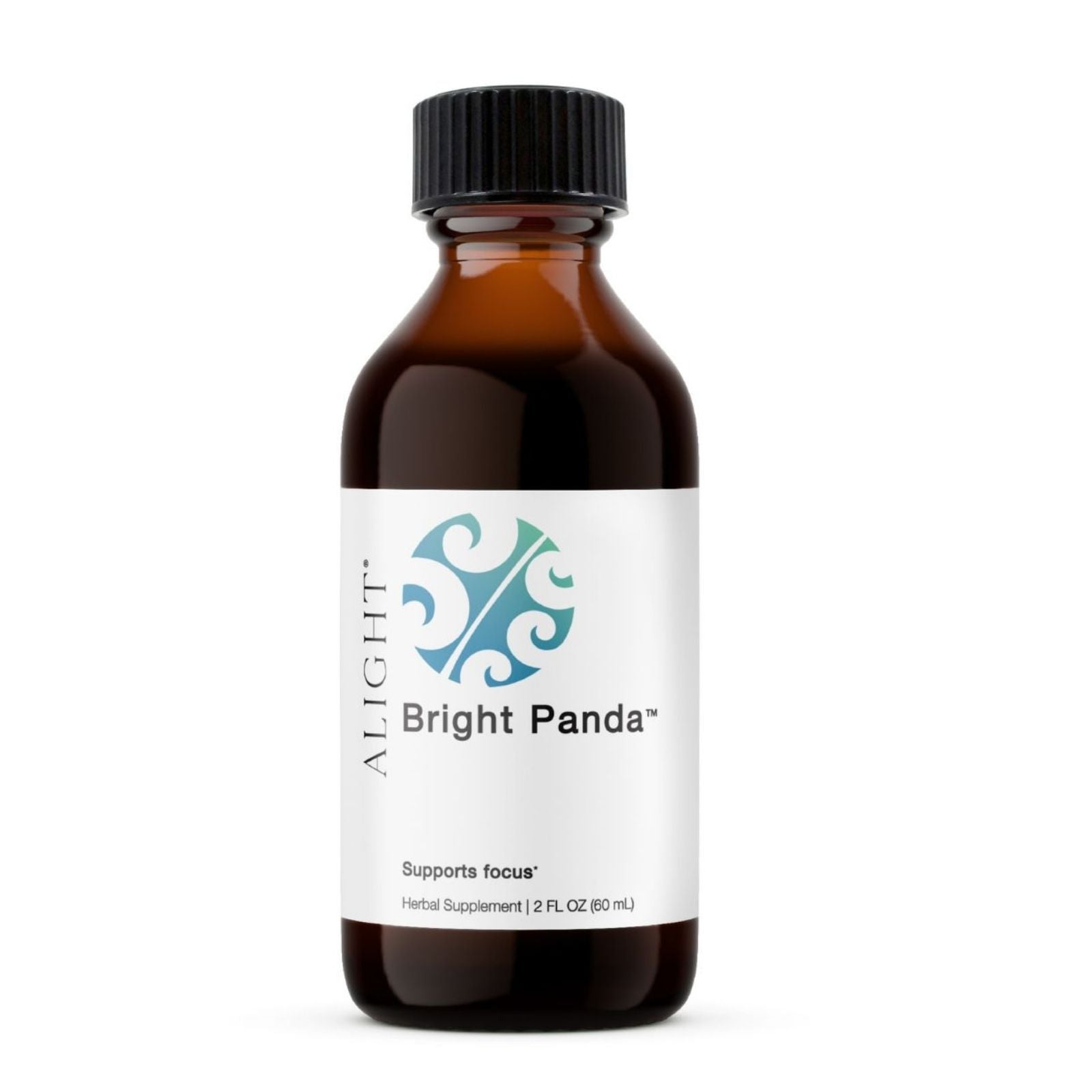 Bottle of Bright Panda herbal supplement with a black cap on a white background