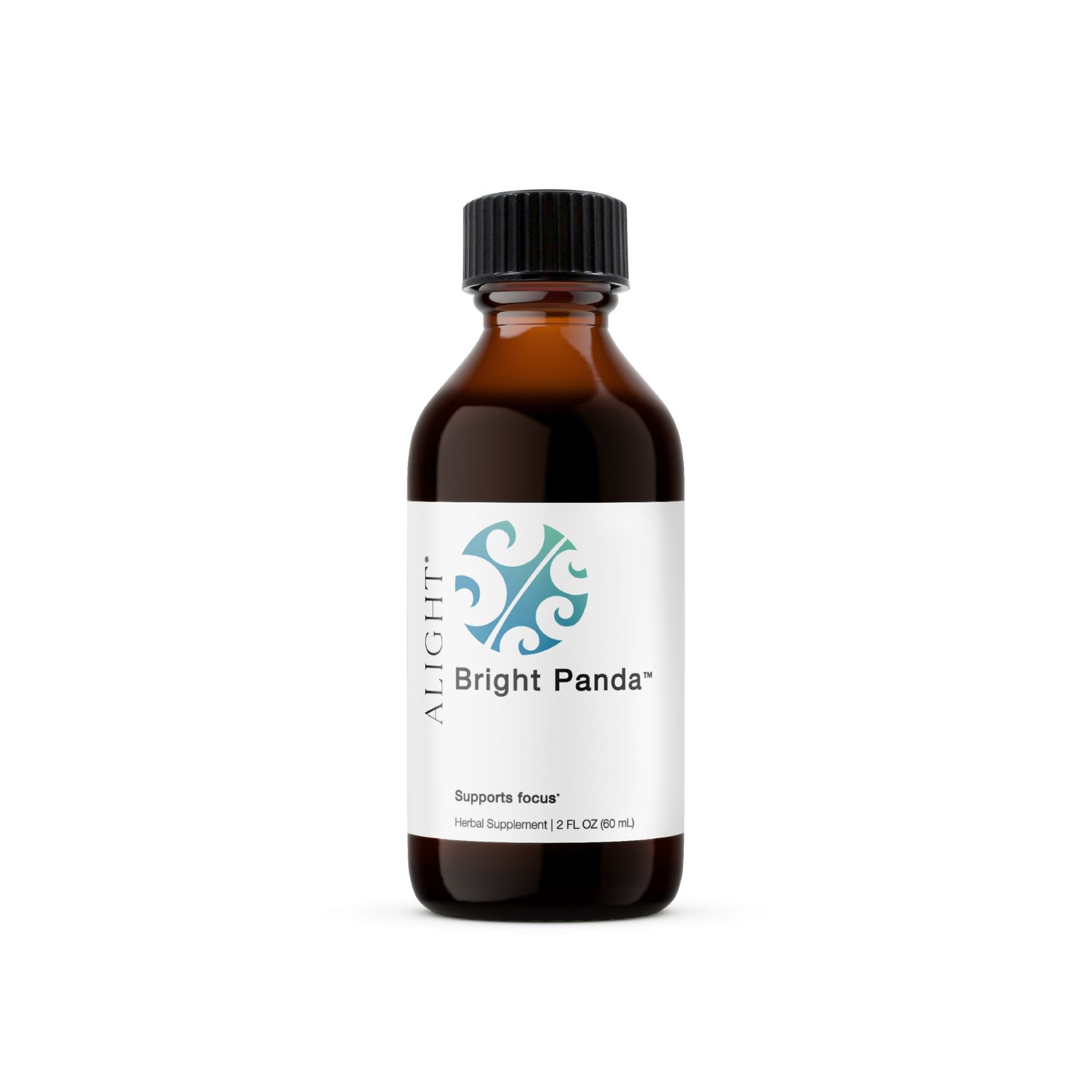 Bottle of Bright Panda herbal supplement with a black cap on a white background