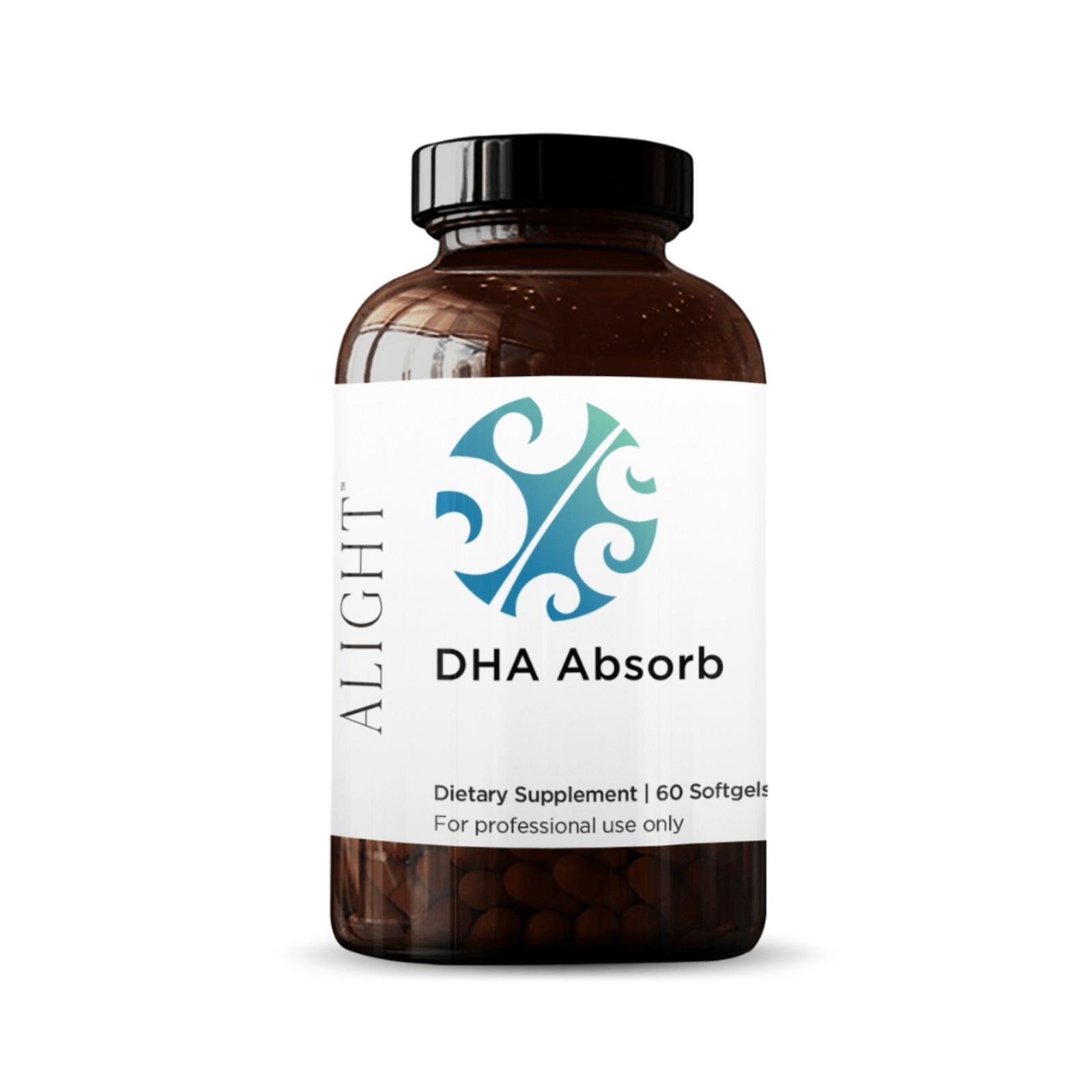 A bottle of DHA Absorb dietary supplement with 60 softgels, intended for professional use.