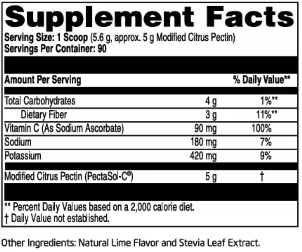 G3M Lime Powder supplement facts label with nutritional information