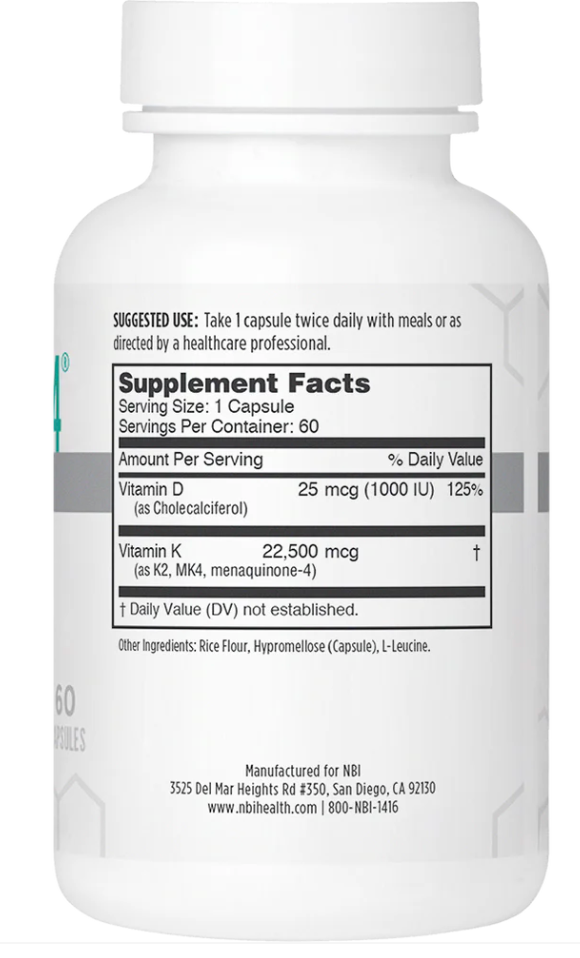 Osteo MK4 supplement bottle with label showing 'Supplement Facts' on a white background