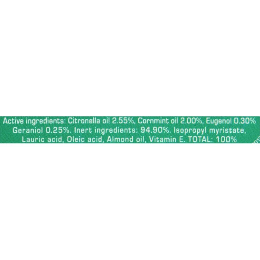 List of active ingredients and their percentages on a green background