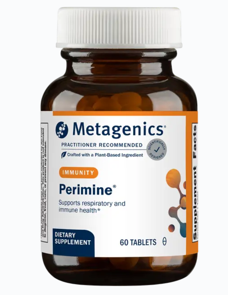 Metagenics Perimine dietary supplement bottle on a white background