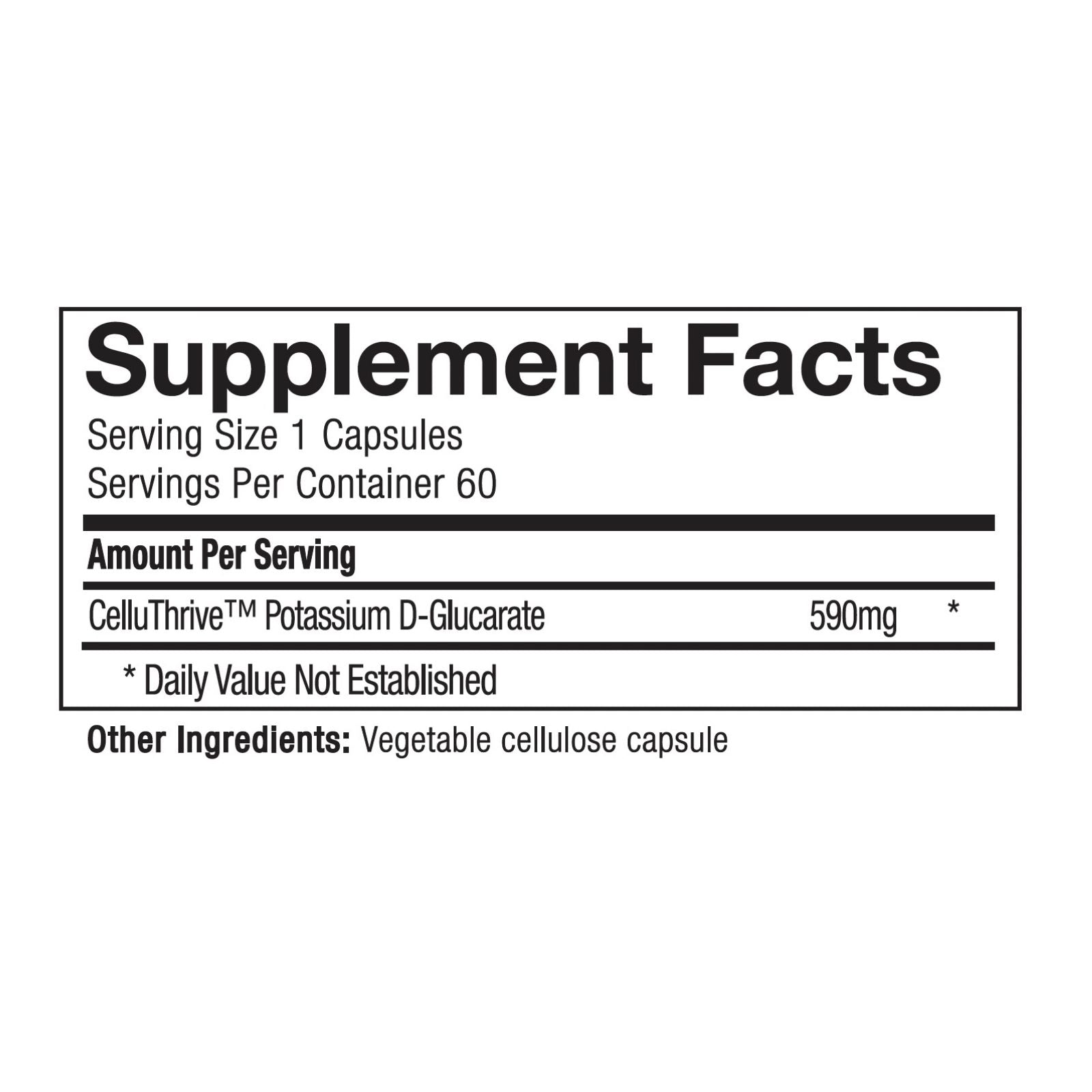 Potassium D-Glucarate by Alight Supplement facts label