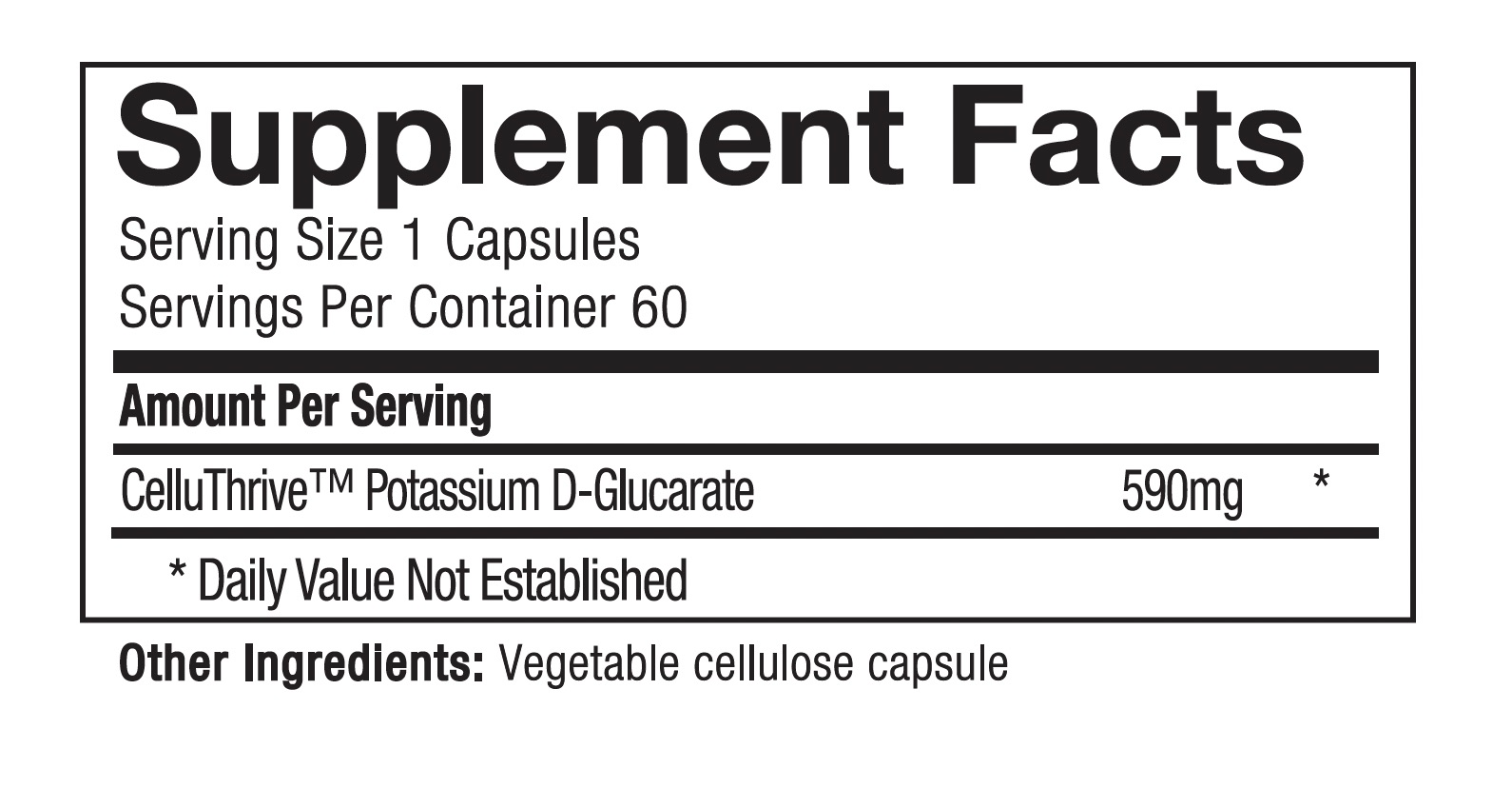 Potassium D-Glucarate by Alight Supplement facts label