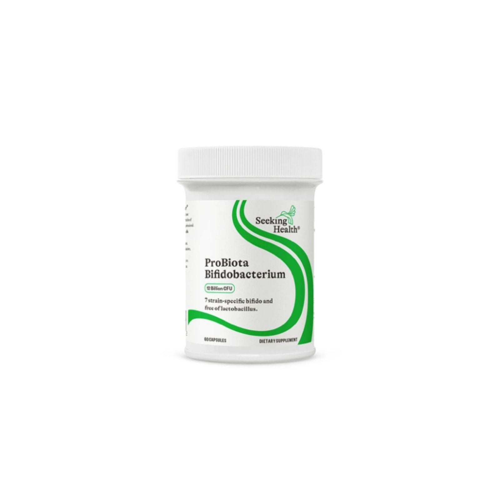Supplement container labeled 'ProBiota Bifidobacterium' by Seeking Health on a white background