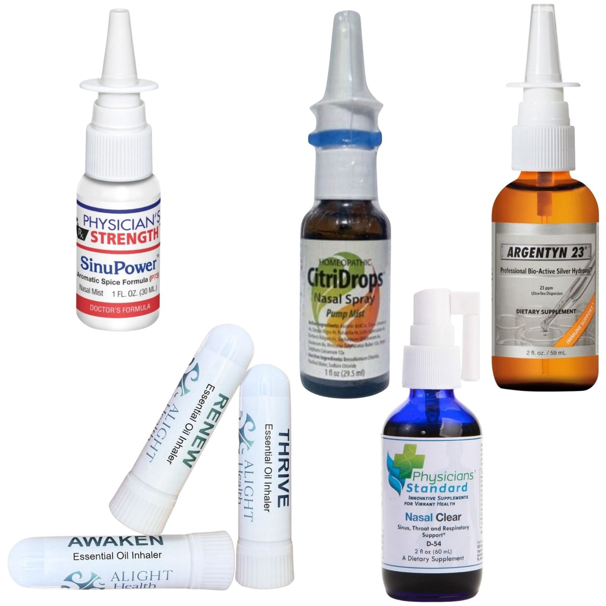 Collection of various supplement bottles on a white background