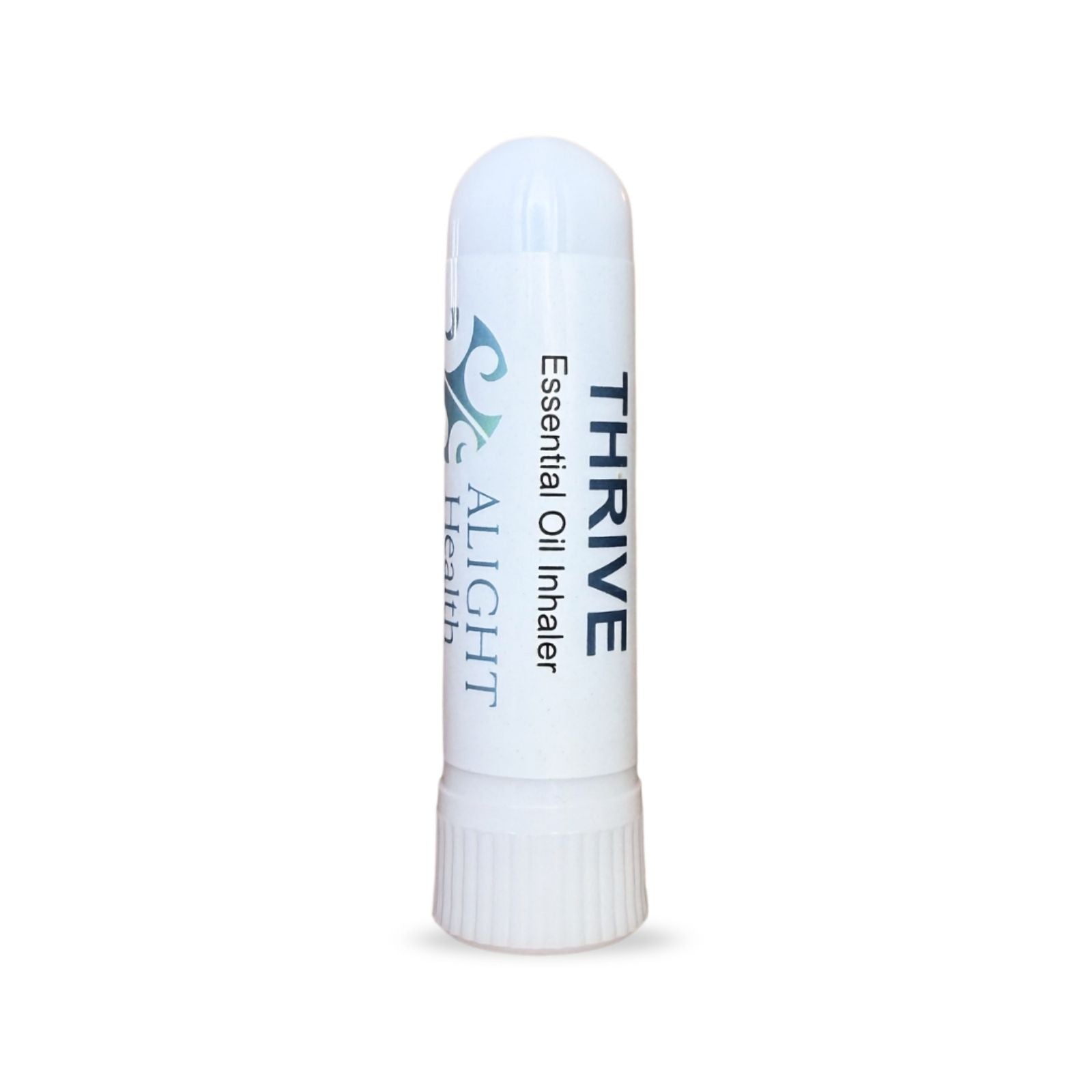 White essential oil inhaler with 'Thrive' branding on a white background