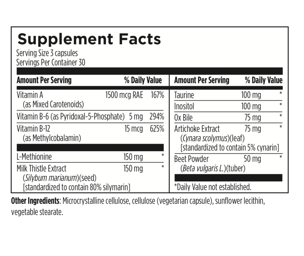 Bile Movers Supp Facts